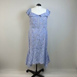 City Chic Angel Lace Midi Dress Size 20 Powder Blue Off‎ Shoulder Party Event